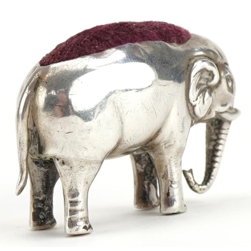 6 - Adie & Lovekin Ltd, novelty Edwardian silver pincushion in the form of an elephant, Birmingham 1906,... 