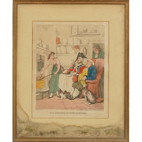 252 - After Thomas Rowlandson - The Corporal in Good Quarters, 19th century satirical etching in colour, p... 