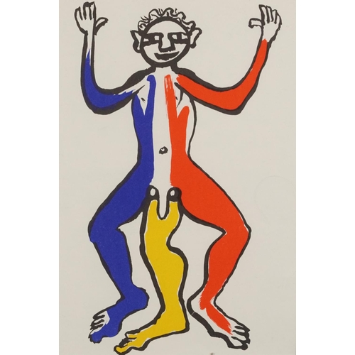 165 - Alexander Calder - Three legged man, lithograph in colour, mounted, framed and glazed, 36.5cm x 26.5... 