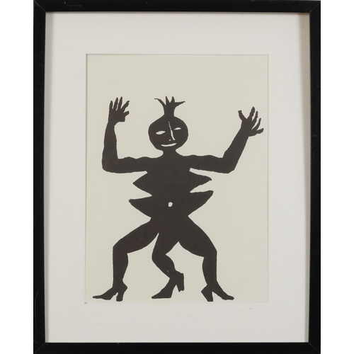 169 - Alexander Calder - Three legged figure, lithograph, mounted, framed and glazed, 36.5cm x 26.5cm excl... 