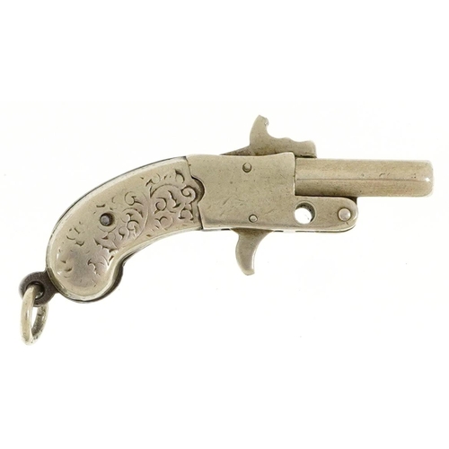 514 - 19th century continental miniature percussion pistol, possibly Austrian, 4cm in length