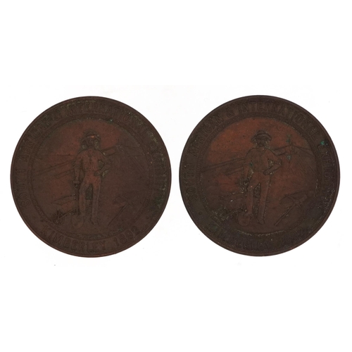 1737 - Two Kimberley 1892 South African and International Exhibition bronze medals, 4.5cm in diameter