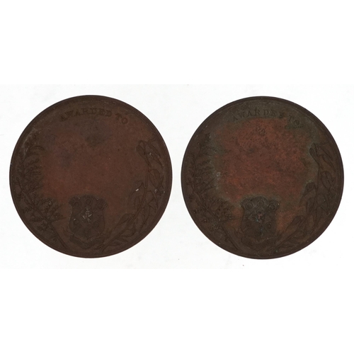 1737 - Two Kimberley 1892 South African and International Exhibition bronze medals, 4.5cm in diameter