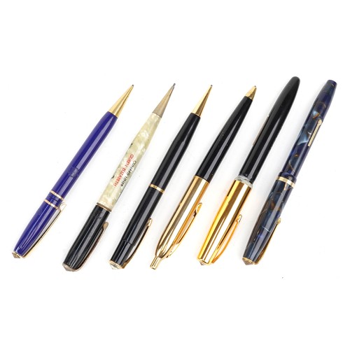 249 - Vintage pens and pencils including Ritepoint pencil commemorating Cunard liner Queen Elizabeth, Lond... 