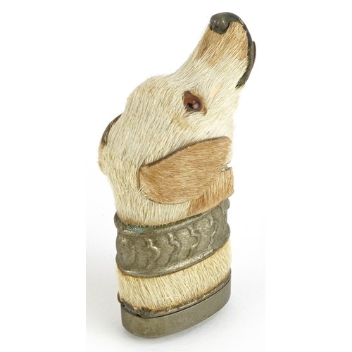 515 - Novelty vesta case in the form of a dog's head, 7.5cm in length