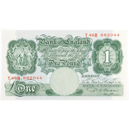 1756 - Uncirculated Bank of England 1951 pound note, serial number T48B 882044