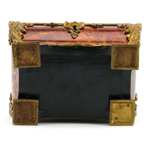 12 - French Napoleon III tortoiseshell coffin casket with ormolu figural and floral mounts, 15cm H x 22cm... 