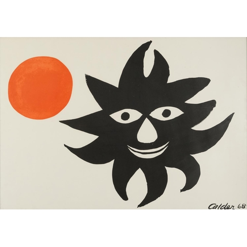 75 - Alexander Calder '68 - Surreal composition, Red Sun, 1960s lithograph in colour, framed and glazed, ... 