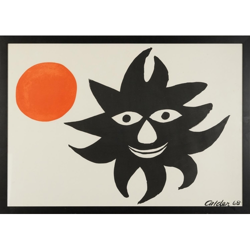 75 - Alexander Calder '68 - Surreal composition, Red Sun, 1960s lithograph in colour, framed and glazed, ... 