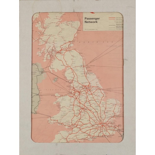 1868 - Two Passenger Network railway maps and a Southern Railway example, unframed, each 61cm x 46cm