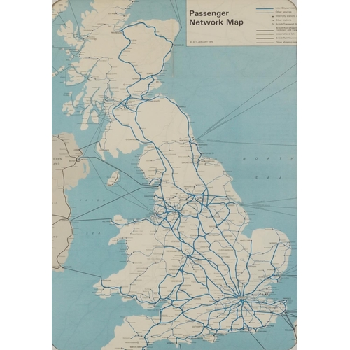 1868 - Two Passenger Network railway maps and a Southern Railway example, unframed, each 61cm x 46cm