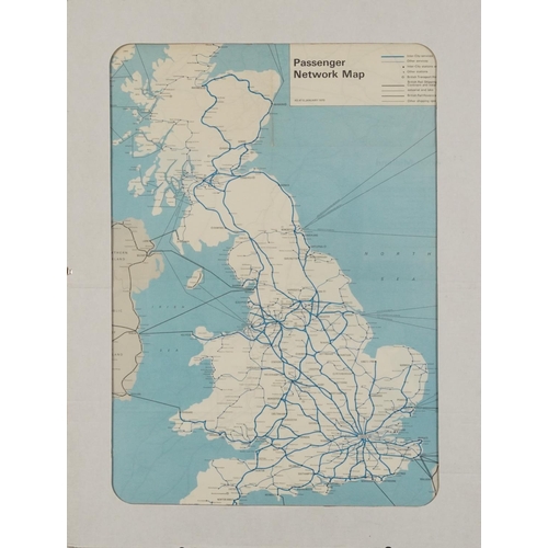 1868 - Two Passenger Network railway maps and a Southern Railway example, unframed, each 61cm x 46cm