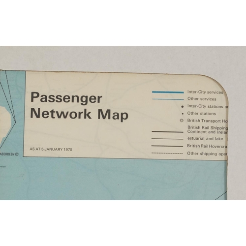 1868 - Two Passenger Network railway maps and a Southern Railway example, unframed, each 61cm x 46cm