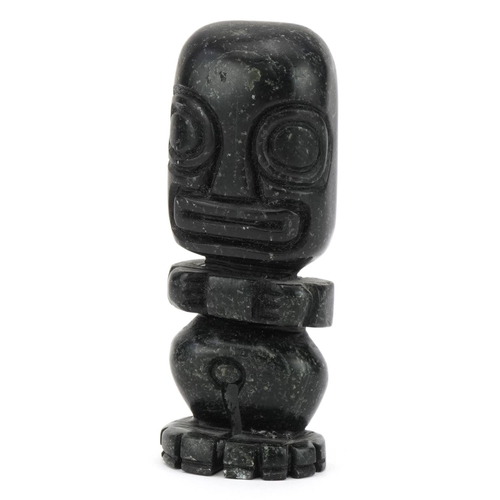 72 - New Zealand Maori green hardstone tiki tiki carving, 12cm high