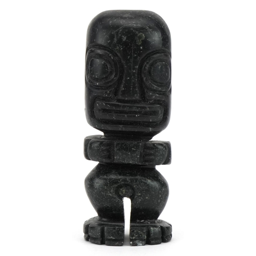 72 - New Zealand Maori green hardstone tiki tiki carving, 12cm high