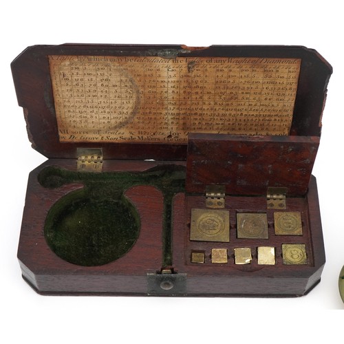 513 - Early 19th century mahogany cased diamond scales made and sold by De Grave & Son London, the case 13... 