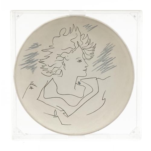 115 - Jean Cocteau, Originale Edition earthenware plate titled Atelier Madeline-Jolly, number 3/40, indist... 