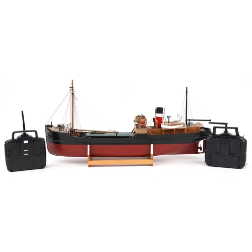 418 - Large scratch built radio model Talicre Coaster pond boat with remote control by Caldercraft, 85cm i... 