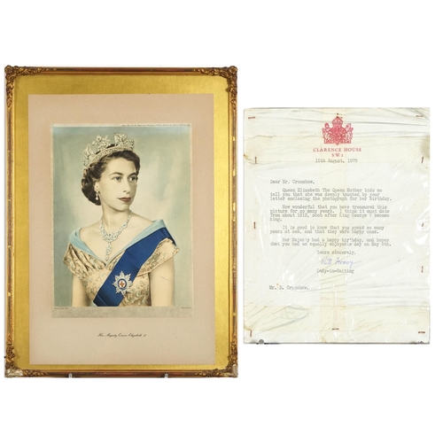 1870 - Royal  interest letter from Queen Elizabeth The Queen Mother and signed by Ruth Fermoy, Lady in Wait... 