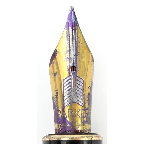 245 - Two Parker pens comprising a marbleised Sonnet and a black fountain pen with 18ct gold nib, possibly... 