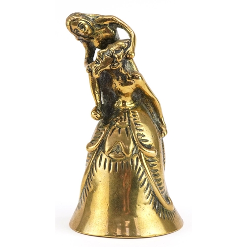 Unusual Victorian heavy brass satirical table bell in the form of