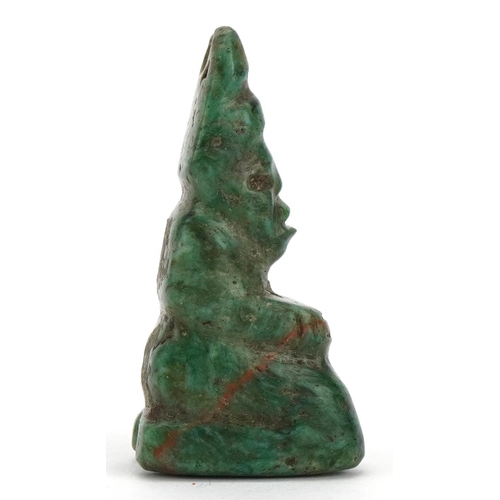 73 - Tribal interest green hardstone figural pendant, probably Mayan or pre Columbian, 4.5cm high