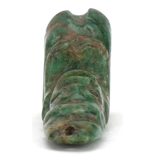 73 - Tribal interest green hardstone figural pendant, probably Mayan or pre Columbian, 4.5cm high