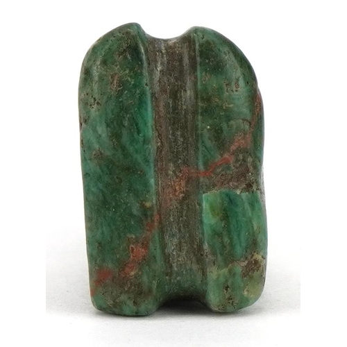 73 - Tribal interest green hardstone figural pendant, probably Mayan or pre Columbian, 4.5cm high