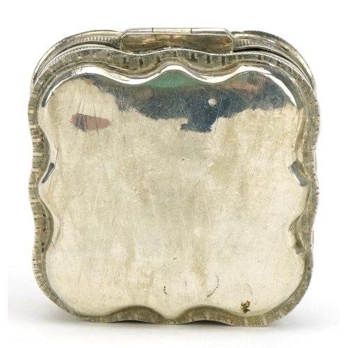 580 - Dutch silver snuff box, the hinged lid with engraved and engine turned decoration, 5.0cm wide, 23.8g