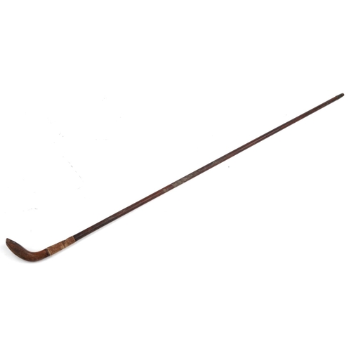 601 - T Morris, early 19th century scared head Sunday golf club walking stick, 94cm in length