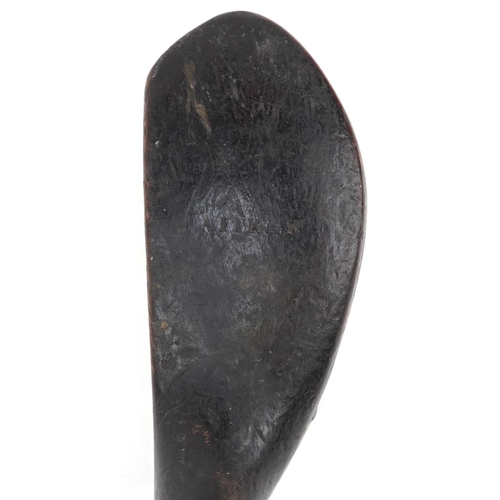 598 - T Aitken of Great Yarmouth, 18th/19th century hickory shafted scared head long nose golf club, 98.5c... 