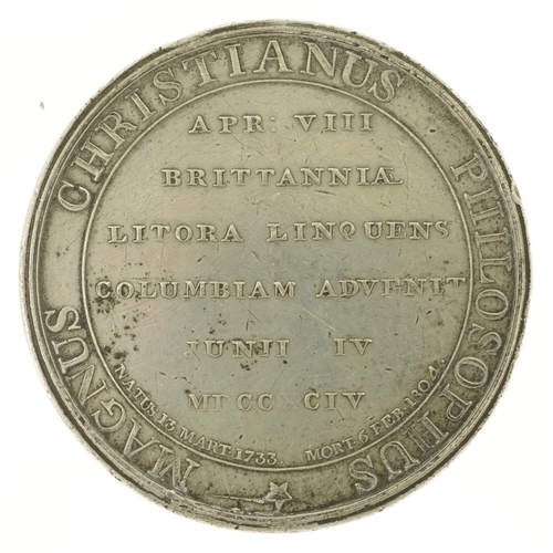 1759 - 19th century white metal medallion commemorating Joseph Priestley, 5.4cm in diameter