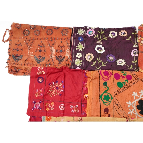 308 - Collection of Indian and Afghan textiles predominantly embroidered with flowers