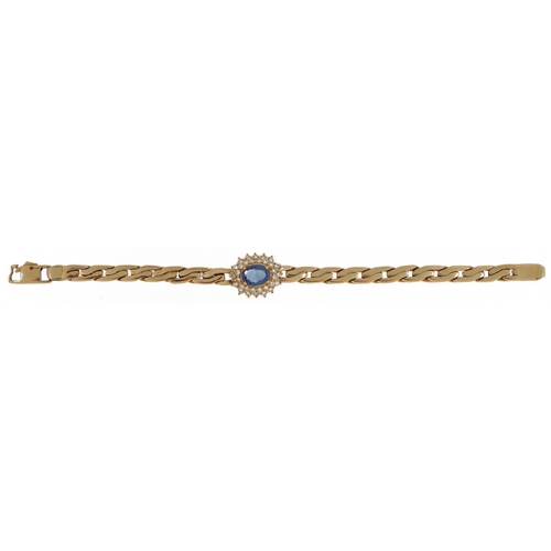 2030 - Heavy 18ct gold sapphire and diamond cluster multi link bracelet housed in a Garrard & Co box, the s... 