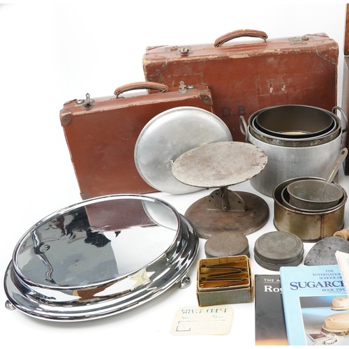 567 - Early 20th century and later kitchenalia, predominately cake making related, including mahogany ches... 