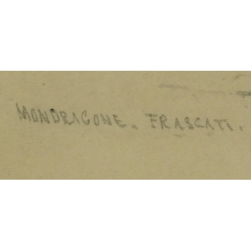 3032 - Attributed to Thomas Hartley Cromek - Villa Mondragone, Frascati, 19th century pencil, inscribed ver... 