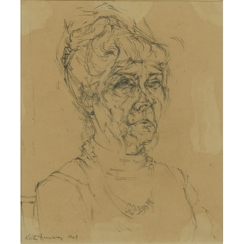 3086 - Keith Dunkley 1965 - Head and shoulders portrait of a female, 1960s pencil, mounted, framed and glaz... 