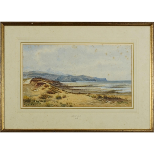 3044 - John White 1898 - Coastal scene before cliffs, possibly Welsh, late 19th century heightened watercol... 