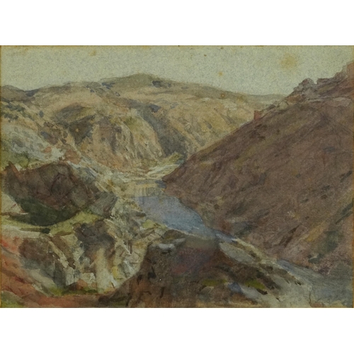 3133 - Harold Arthur Burke - French hill town and Spanish rocky valley landscape, pair of early 20th centur... 