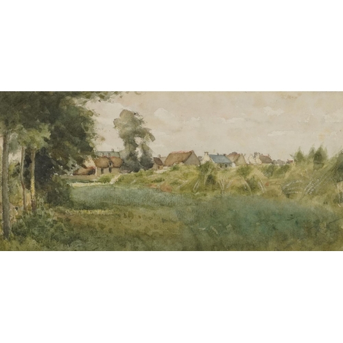 3004 - Harold Arthur Burke - Village landscape with cottages, inscribed verso Leon sur Mer Calvados and two... 