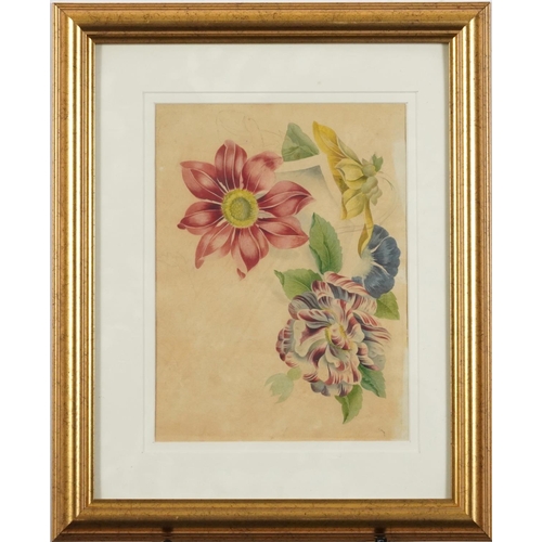 3014 - Still life, flowers and vessels, three 19th century and later watercolours including one by Valerie ... 