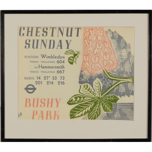 271 - Edward Bawden - Chestnut Sunday, Wimbledon, lithograph in colour, various inscriptions verso includi... 