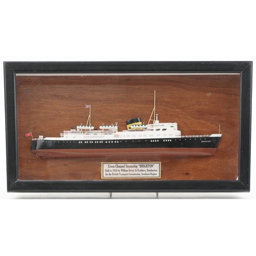 233 - Three scratch built model ships including Cross Channel Steam Ship Brighton, each housed in glazed d... 