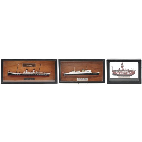 233 - Three scratch built model ships including Cross Channel Steam Ship Brighton, each housed in glazed d... 