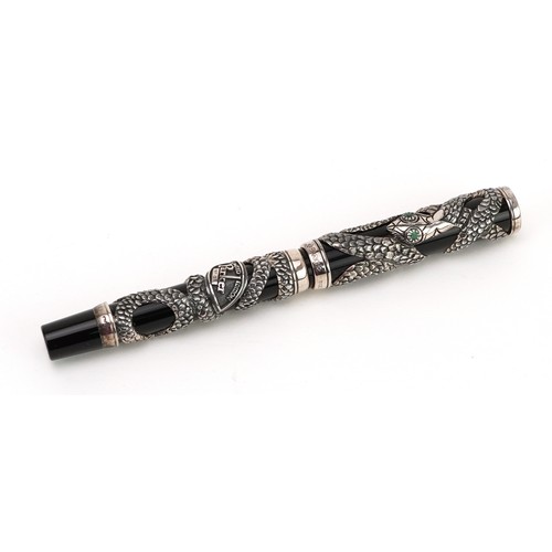 239 - Parker Snake fountain pen with silver overlay, 18k gold nib, fitted case and box together with certi... 