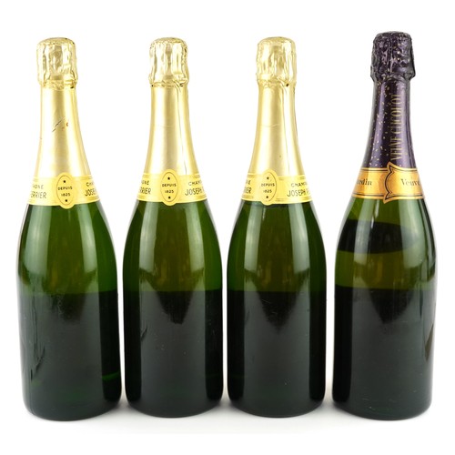 35 - Four bottles of champagne comprising three bottles of Joseph Perrier and a bottle of 1970 Veuve Clic... 