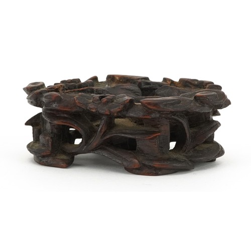 204A - Good Chinese carved hardwood stand, 5.5cm wide