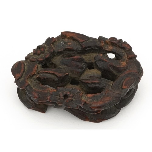 204A - Good Chinese carved hardwood stand, 5.5cm wide