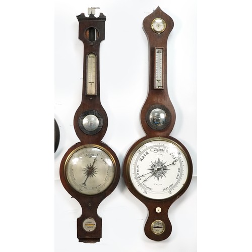 2703 - Four antique wall barometers including an inlaid example engraved Ortelli & Co of London and one wit... 