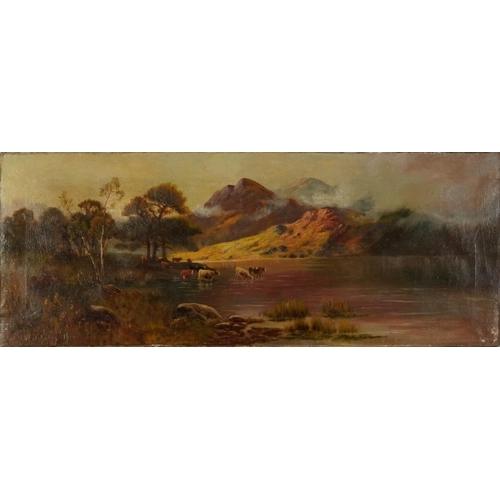 1011 - Manner of George Shalders - Mountainous river landscapes with Highland cattle, pair of 19th century ... 